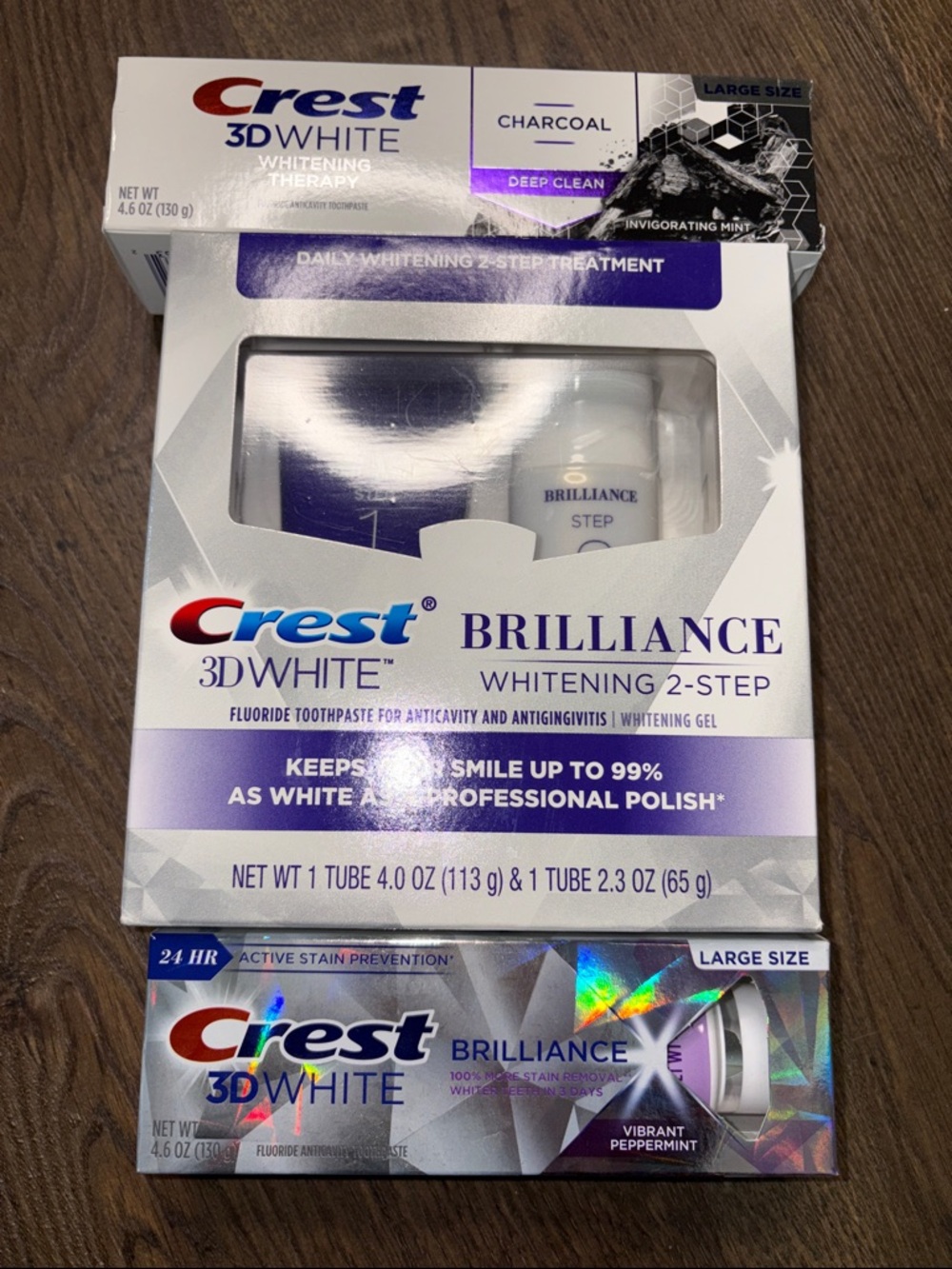 Crest 3D White Brilliance Whitening 2-Step + Toothpaste 3 Pc Bundle